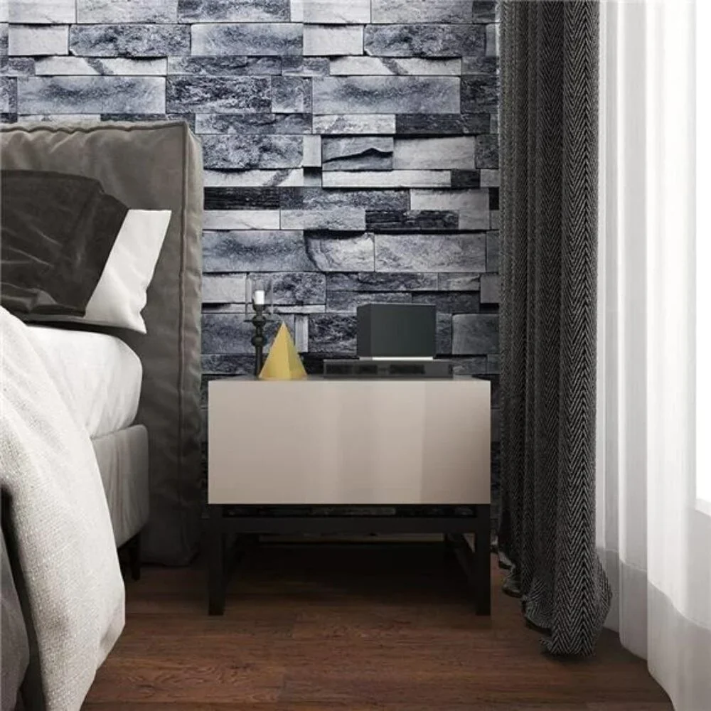 Vintage Gray Brick Peel and Stick Wallpaper Textured Faux Stone 17x236 Inch